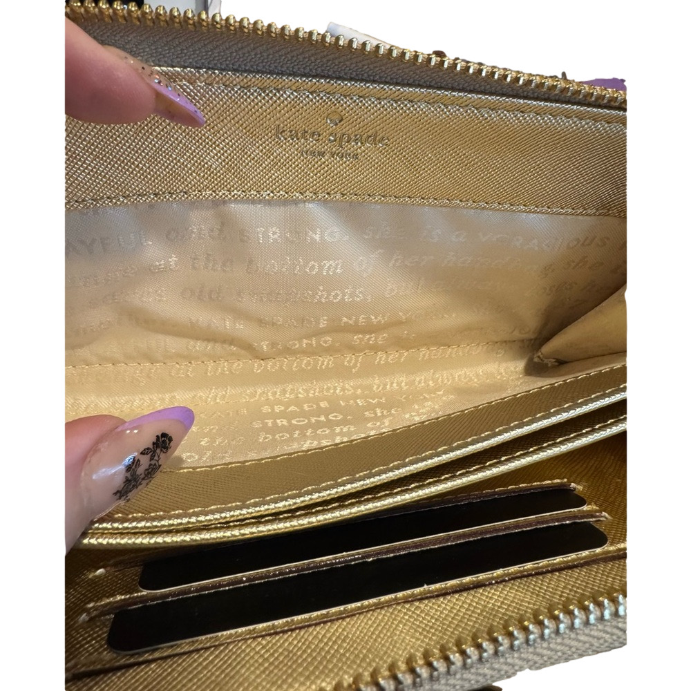 Kate Spade STORYBOOK Gold Leather Wallet/ Wristlet NWOT - Picture 6 of 11